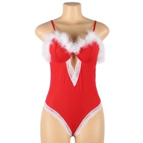 Sexy Lingerie For Red Womens Christmas Lace Santa Babydoll Bodysuit Xmas Gift US
