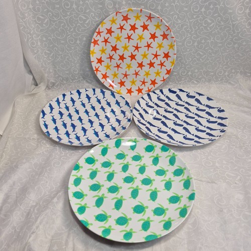 Sigrid Olsen Home Melamine Salad Plates 8 1/4" Summer Beach House Ocean 4 Set - Picture 2 of 13