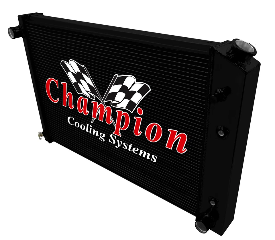 Radiador KR Champion 3 filas acabado negro núcleo 19"x28" para GMC Jimmy 1973-1991 Foto 3 de 4