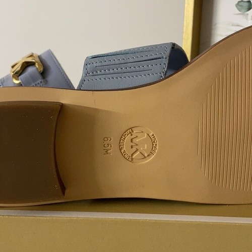 ๐ผ๐ผ Michael Kors ๐ผ๐ผ Size 6.5 ๐ผBlue Camila Logo Leather Sandal Shoes ๐ผ - Picture 7 of 12