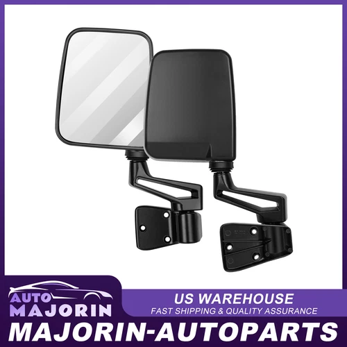 Manual Left+Right Side View Black Door Mirrors For 87-02 Jeep Wrangler Pair Set