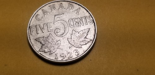 Canada 1923 5 Cent Coin Nickel.
