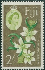 Fiji 1962 SG319 2/- yellow-green, green and copper White Orchid QEII MNH