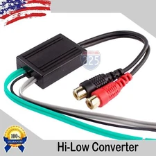 2x High to Low Compact Line Output Converter 2-Channel Speaker Wire to Gold RCA 