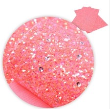 Super chunky Glitter coral pink FAUX LEATHER ROLL 12 x 55" 1074374 Sequins