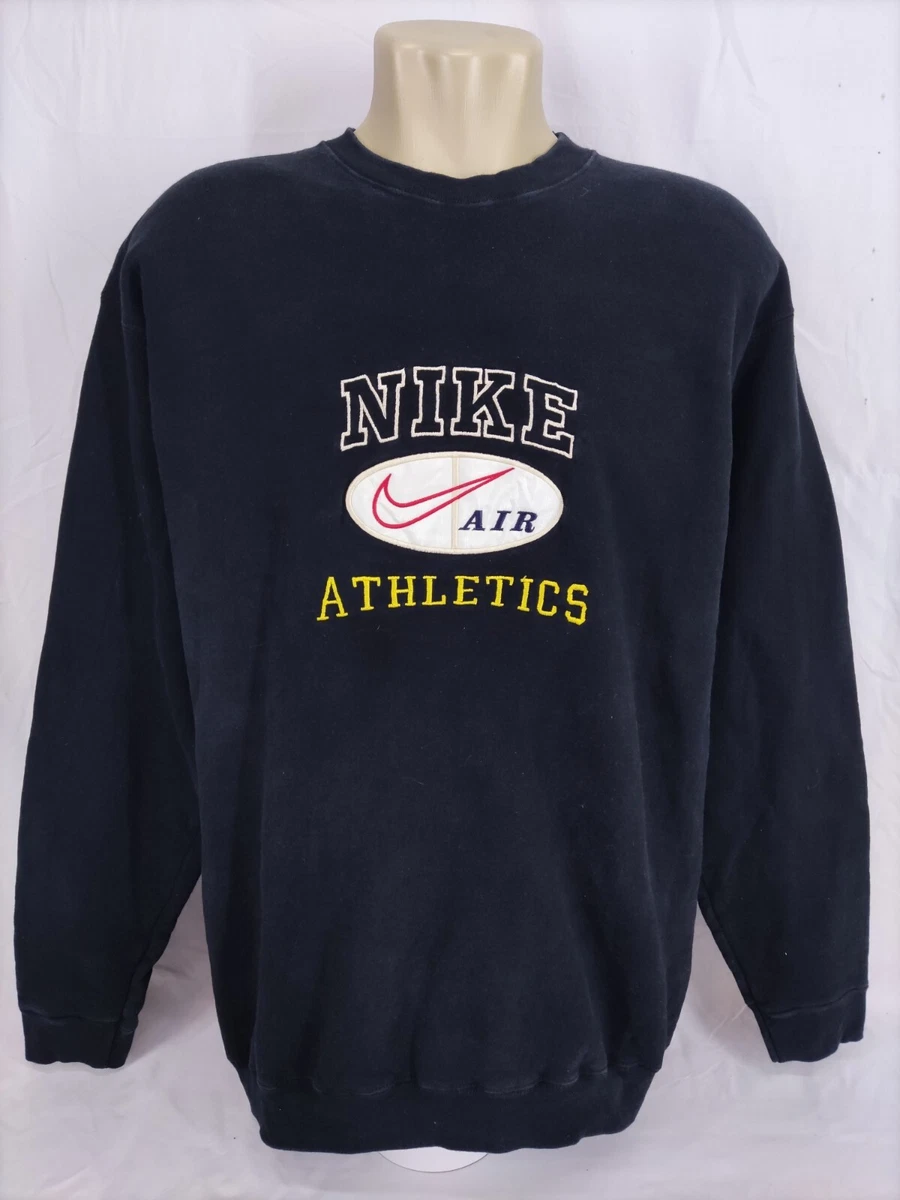 Vintage 90s Nike Athletics Embroidery Logo Sweatshirt Size XL Color Black