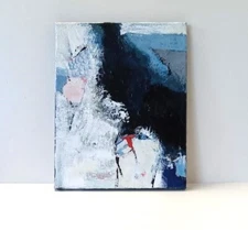 Original Abstract acrylic black white Painting Contemporary Art 11 x 14 OOAK