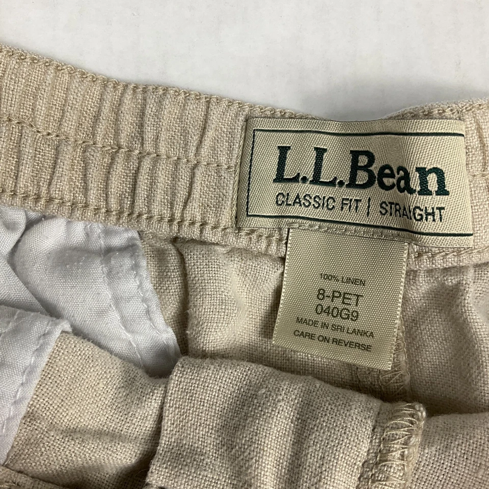 Falda LL Bean Lino Beige Informal Cintura Elástica Transpirable Cremallera Minimalista 8P Foto 4 de 4