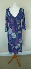 White Stuff Purple Grey Beige Floral Swirl Spot Print Jersey Dress Size 12 VGC