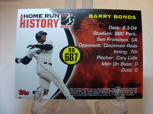 2006 Topps Barry Bonds Home Run History #BB687 Barry Bonds (90589) - Picture 2 of 2