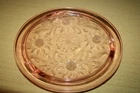 Pink Depression Glass Sunflower Footed Cake Plate #2 Jeannette