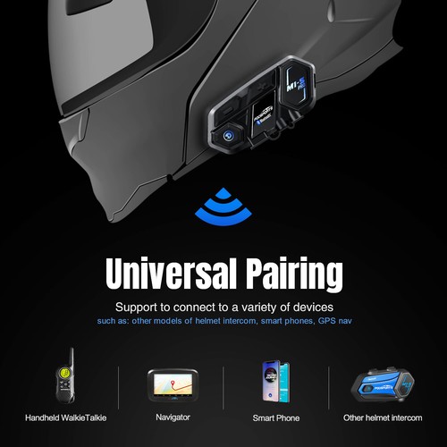 M1-S Pro Motorcycle Helmet Intercom Bluetooth Headset 10 Riders 2000m Interphone - Picture 11 of 14