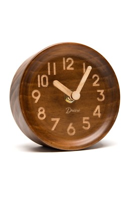 Driini Wooden Desk Table Analog Clock Made of Genuine Pine