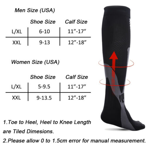 Compression Socks Knee High Stockings Leg Support Calf Sleeves Sports Men Women - Picture 26 of 50