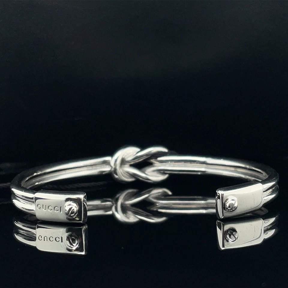 Gucci Loveknot Sterling Silver Cuff Bracelet, Size 16 - Image 3 of 4