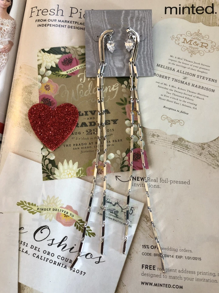 Eddie Borgo earrings 7.5" Glint Duster Rhodium Plated Wedding Crystals NEW$225 - Image 2 of 4