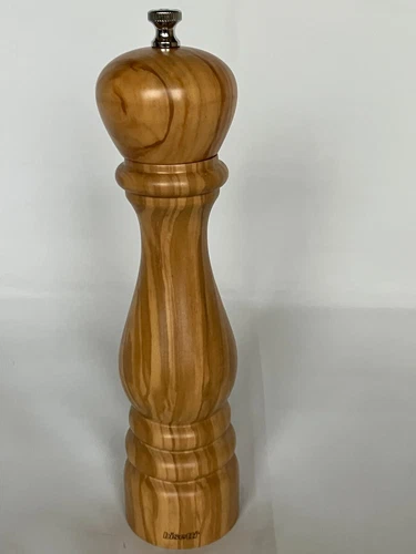 Bisetti Imperia 9.8 Inch Olive Wood Salt Mill With Adjustable Grinder