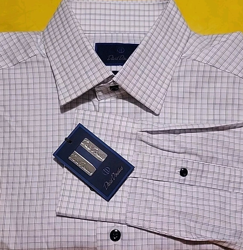 david donahue slim fit dress shirts Slim Fit Microcheck Stretch Cotton Twill Dress Shirt In Multi