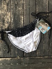 Jelly Swimwear White Lacey Tie Side American Bottom Medium