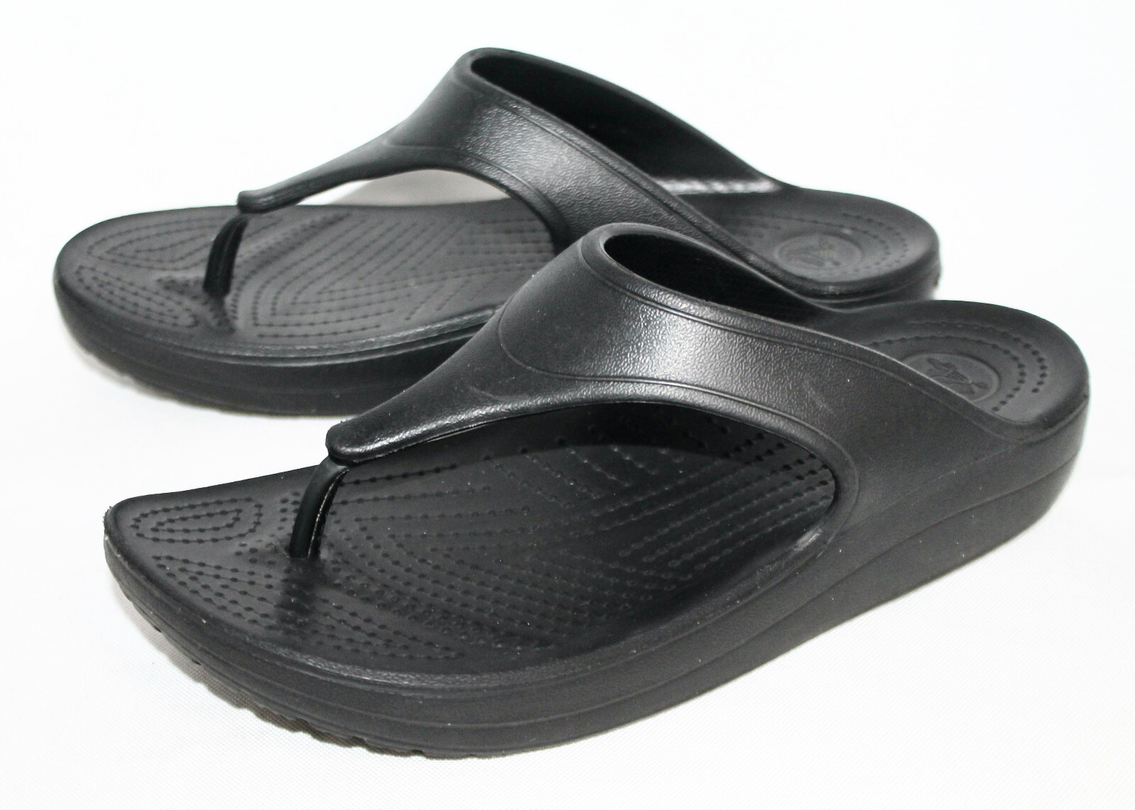 CROCS Boca Wedge Flip Flop Sandal Women Size 9 Black Gem