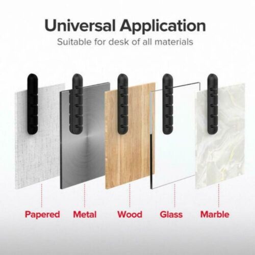 Cable Clips Self-Adhesive Silicone Desk Cord Management Organizer Wire Holder US - Picture 6 of 11