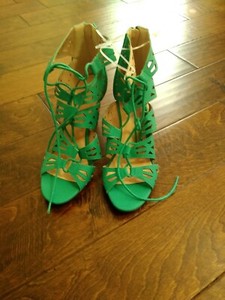 teal lace up heels