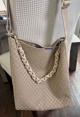 Rothys Bucket  Bag- Brown Knot w/White Rope Handle