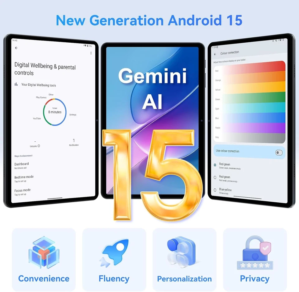 TABWEE T80 10.1 Inch Wi-Fi Tablet Android 15 18GB RAM+128GB ROM+2TB TF Gemini AI - Image 3 of 4