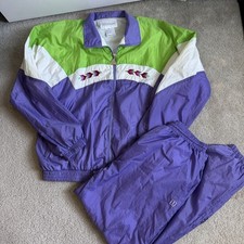 Vintage 80s 90s Wilson Tennis Tracksuit Womens Purple Green Colorful Retro XL