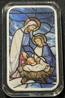 2025 1 Oz .999 Silver Nativity Scene Colorized Bar Stained Glass Design Box COA