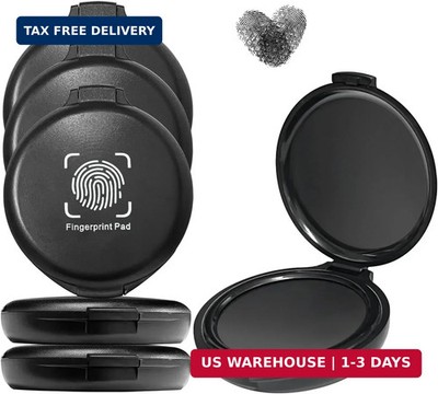 6 Pack Black Fingerprint Ink Pad, Premium Thumbprint Ink Pads for Notary Supplie