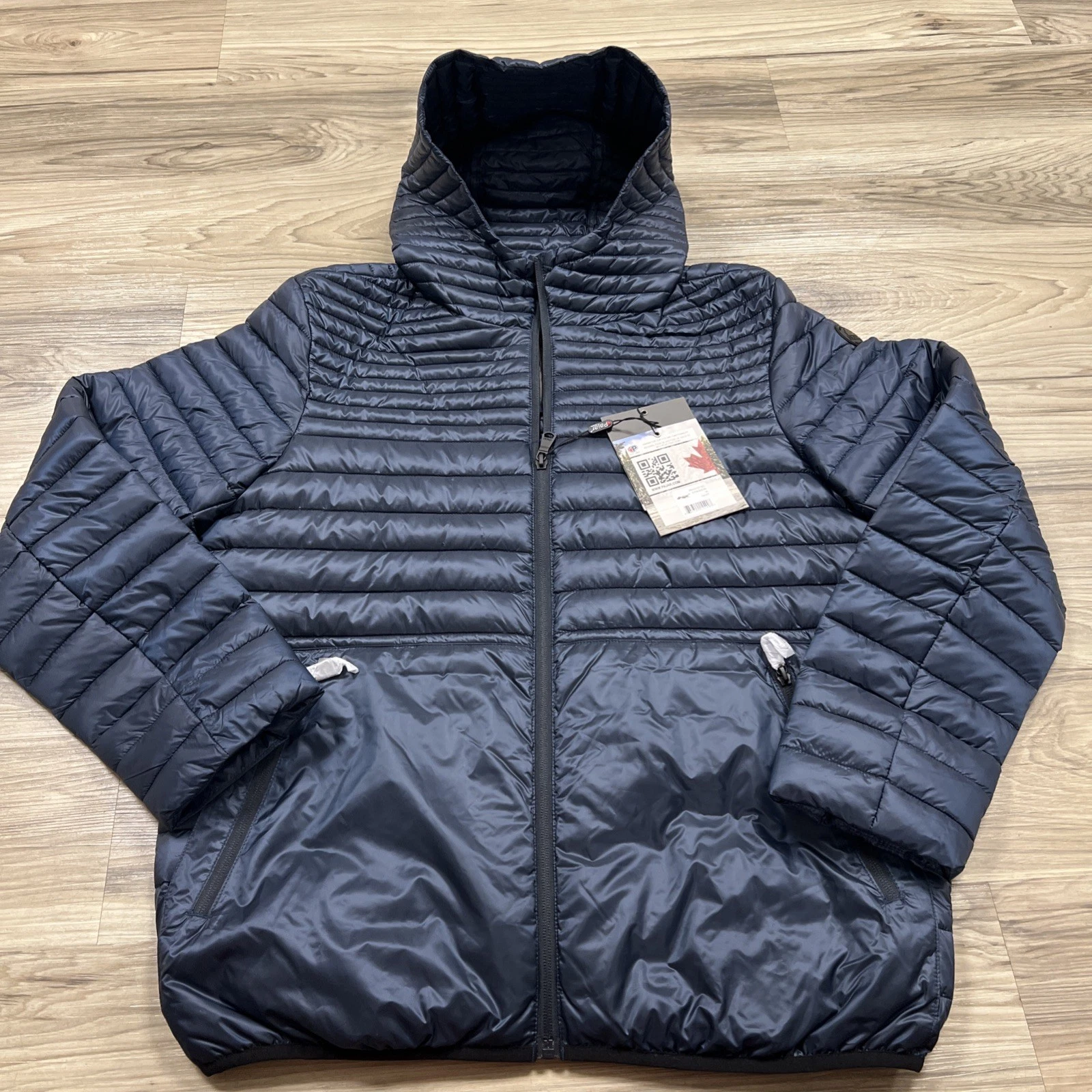 PAJAR Eriksson Lightweight Active Packable Puffer Hooded Jacket Navy Mens Medium