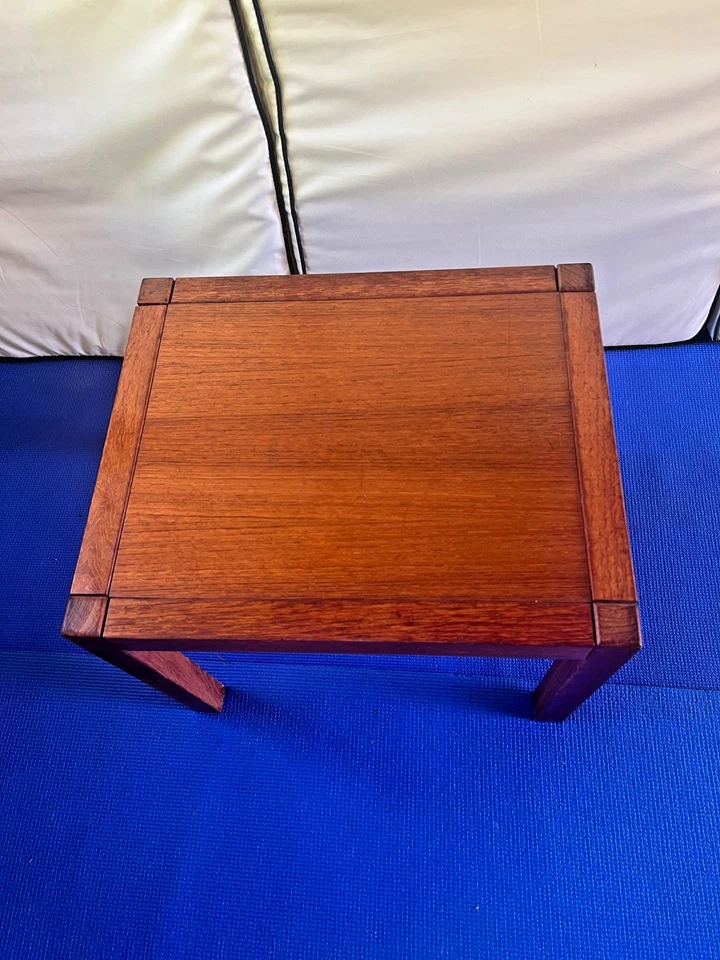 Vintage Side Coffee Table Mid Century Retro 1970s Solid Wood 45 x 37 cm VGC - Image 2 of 4