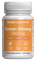 Korean Ginseng 4000mg * 180 Tablets * Supports Energy Levels * 60+ Day Supply