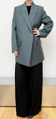 zweireihige Jacke JIL SANDER wrap-style Blazer Azure Grün cotton twill | 36