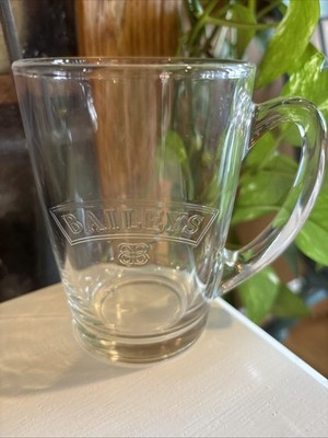 Baileys Irish Cream Liqueur Clear Glass Coffee Mug Cup - Embossed Logo Bar Ware