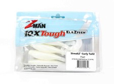 Zman Soft Lure StreakZ Curly TailZ 5 Inch 4/Pack Pearl (9610)