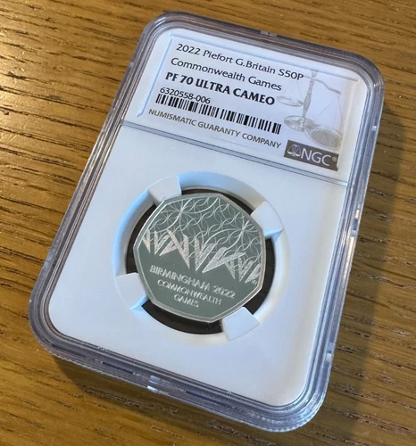 2022 Silver Piedfort Proof 50p coin "Commonwealth Games" NGC Graded PF69