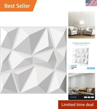 33-Pack PVC Wall Panels 12"x12" - Matte White Diamond Design for Interior Decor