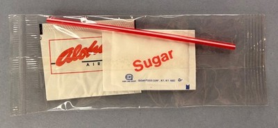 Aloha Airlines Besteckpaket Zucker Milchkännchen Getränk Rührer Bord Catering Hawaii