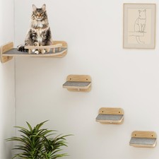 Cat Wall Furniture - Corner Climbing Shelf with 3 Wide Steps, Modern Floating...