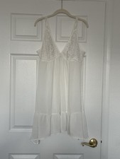white summer dress with lace details, women's size large