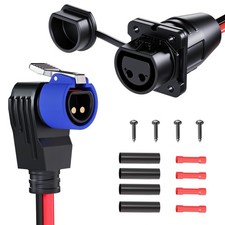 60A Trolling Motor Plug and Receptacle for Minn Kota, 8 AWG Wire 2 Pin 12V/24V/3