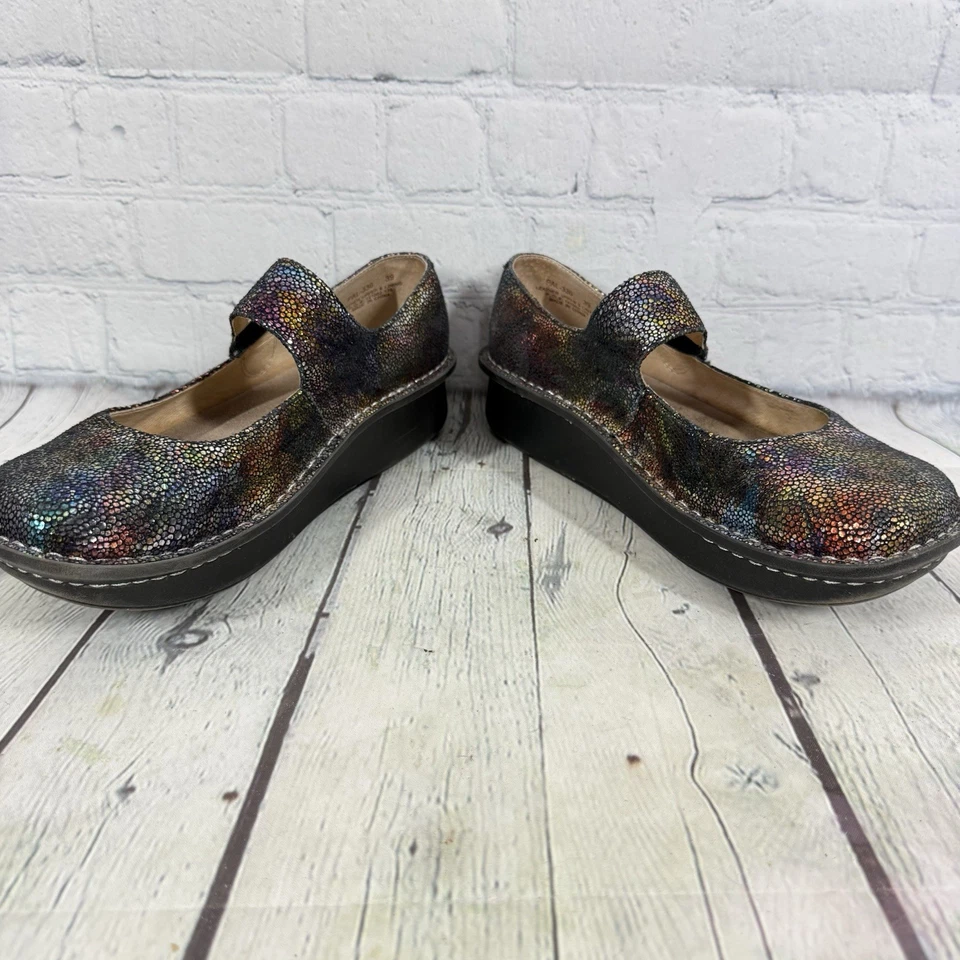 Mocasín Alegria Mary Jane para mujer talla 8,5-9 EE. UU. 39 UE multicolor brillo zapatos de enfermera Foto 4 de 4