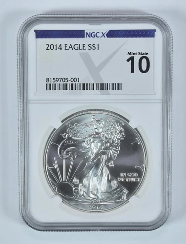 2014 American Silver Eagle Mint State 10 NGC X NGCX *3049