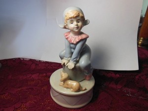 The Candy Man Can Summit Collection Boy Jester And Dog Musical Figurine Vintage