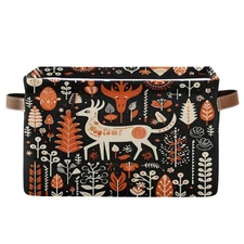 Orange Tree Deer Merry Christmas Foldable Storage Storage Basket Organizer Bi...