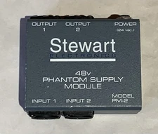 Stewart PM-2 Dual-Channel 48V Phantom Power Supply Module XLR Mic Untested As Is