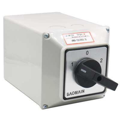 Rotary Cam Changeover Switch with Exterior Box 125A 12-Terminals 3 Positions 3-P
