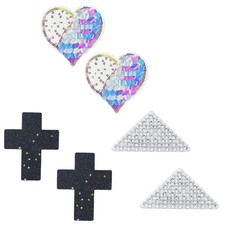 Heart Sequins Nipple Pasties Adhesive Rivets Chest Stickers for Sheer Outfit